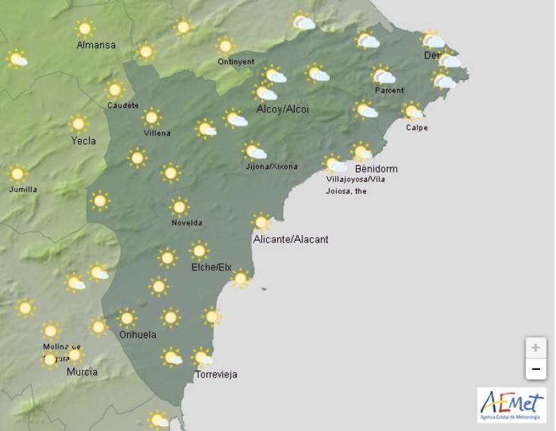 Alicante weather forecast Feb 17-20: Cloudy but mild and dry