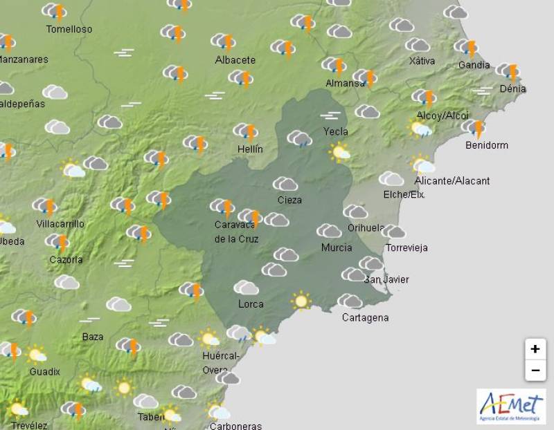 Showers set to continue all week: Murcia weather forecast March 3-6