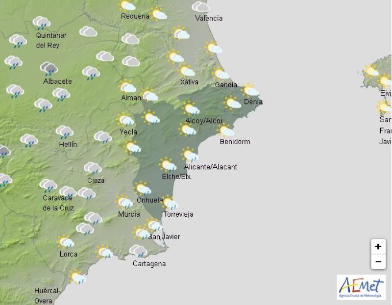 Warmer but still wet: Alicante weather forecast March 10-13