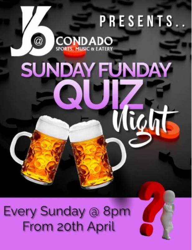 Sunday Funday quiz night at J6@CONDADO in Condado de Alhama