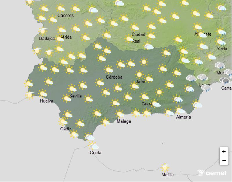 Andalucía weekly weather forecast October 13-16: Cloudy spells, showers and steady temperatures