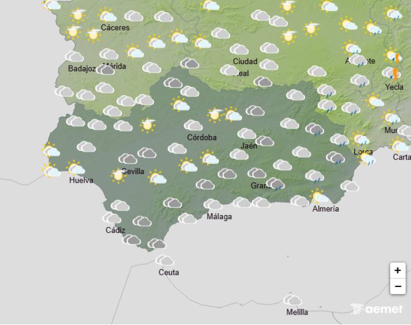 Andalucía weekly weather forecast October 13-16: Cloudy spells, showers and steady temperatures