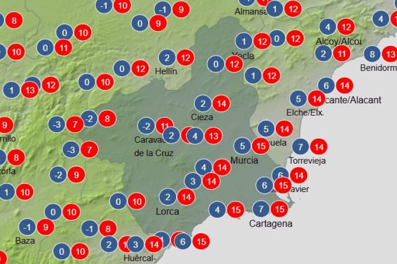 Murcia weekend weather forecast January 15-18: Temperatures drop as rain and storms return