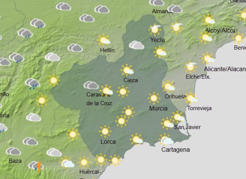 Still windy, but much drier with temps up to 26: Murcia weekly weather forecast February 9-12