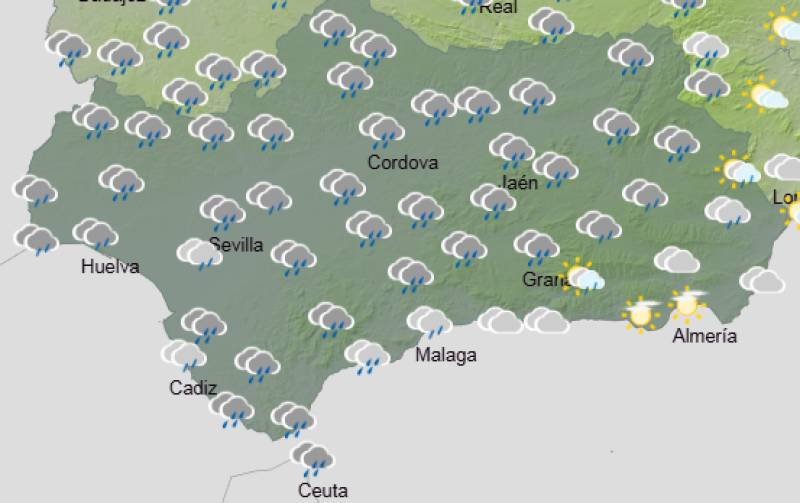 Andalucía weekly weather forecast February 9-12: Showery spells and blustery winds