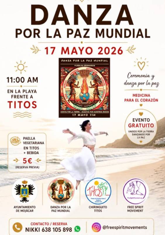 May 17 Organised mass Dance for World Peace on the beach in Mojácar